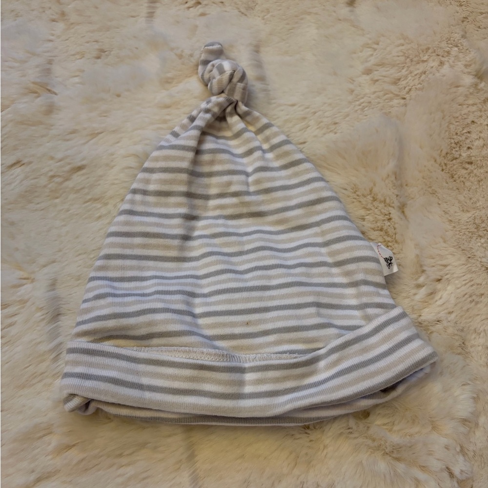 Burt's Bees Baby Gray and White Striped Beanie